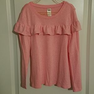 Girls long sleeve shirt with ruffle detail